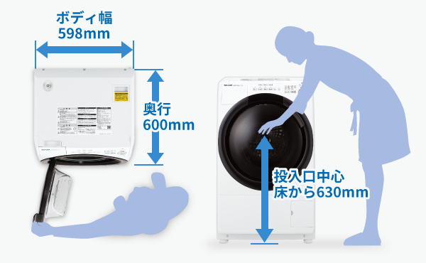 イメージ画像:真下排水対応 コンパクトドラム